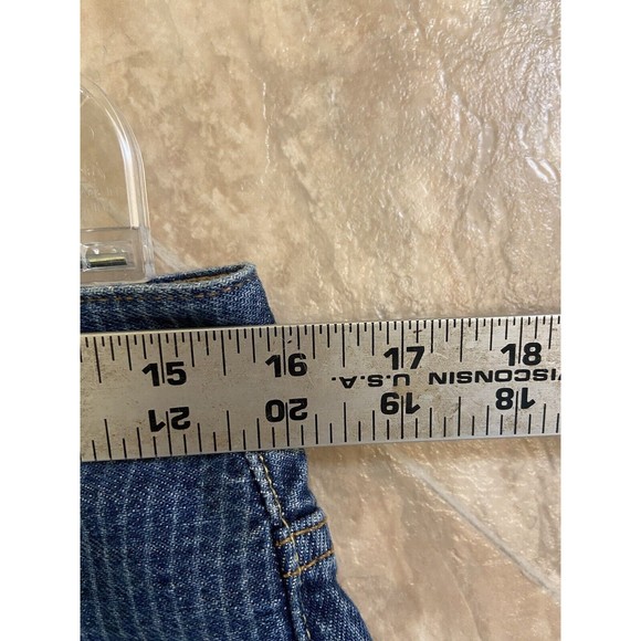 Levi's 501 Shorts Womens 28 Blue Denim Pinstripe High Rise Button Fly Frayed Hem - Picture 11 of 11